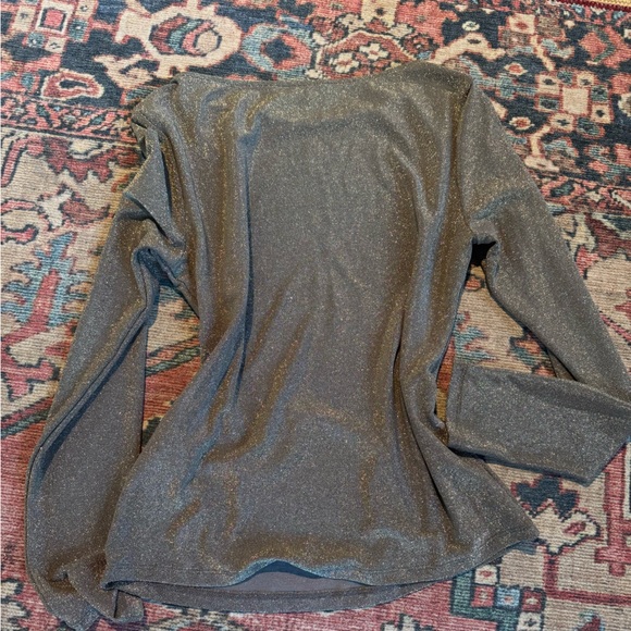 Banana Republic Gold Metallic Sparkle Boat-Neck Top Medium - Picture 8 of 8
